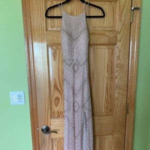 Adrianna Papell Blush Beaded Gown